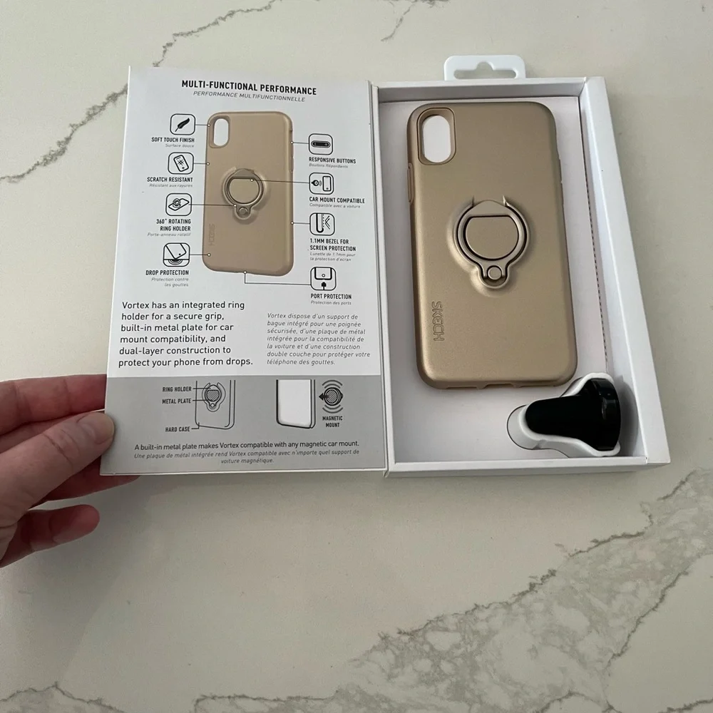New Vortex Ring Holder Phone Case for iPhone Xs/X - Gold